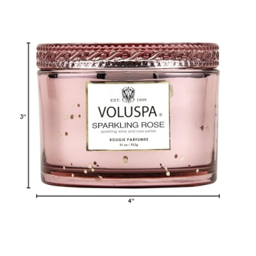 Voluspa Sparkling Rose Candle | Corta Maison Boxed Glass | 11 Ounces | 45 Hour Burn Time | Vegan | Proprietary Coconut Wax and All Natural Wicks for a Cleaner Burn