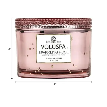 Voluspa Sparkling Rose Candle | Corta Maison Boxed Glass | 11 Ounces | 45 Hour Burn Time | Vegan | Proprietary Coconut Wax and All Natural Wicks for a Cleaner Burn