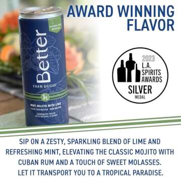 Better Than Booze Mocktails Non-Alcoholic Drinks | Alcohol Alternative Beverages, Ritual Zero Proof | Enjoy Your Drink Moment with Our Alcohol Free Drinks, Mint Mojito with Lime, 12 Fl Oz Each, 4 Pack