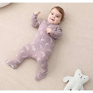 Owlivia Eco-Friendly Bamboo Footed Pajamas for Infants, Stylish and Soft