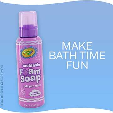 Crayola Moldable Foam Bath Soap 10oz. - Purple Gallopin' Grape Scented Bath Foam for Kids