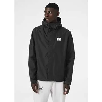 Helly Hansen Men's Seven J Waterproof Windproof Breathable Rain Jacket, 992 Black, Large