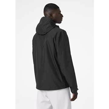 Helly Hansen Men's Seven J Waterproof Windproof Breathable Rain Jacket, 992 Black, Large