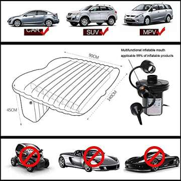 FBSPORT Bed Car Mattress Camping for Sleeping Travel Inflatable Air Universal SUV Extended Couch with Two Pillows