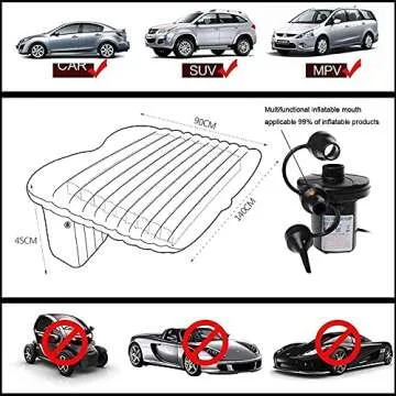 FBSPORT Bed Car Mattress Camping for Sleeping Travel Inflatable Air Universal SUV Extended Couch with Two Pillows
