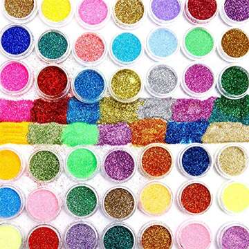 Surepromise 45 Colors Eyeshadow Makeup Nail Art Pigment Glitter Dust Powder Set