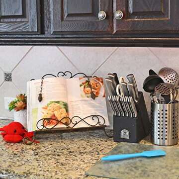 Westcharm Holiday Gift - Antique Metal Kitchen Cookbook Stand, Recipe Book Holder, iPad Holder, Cook...