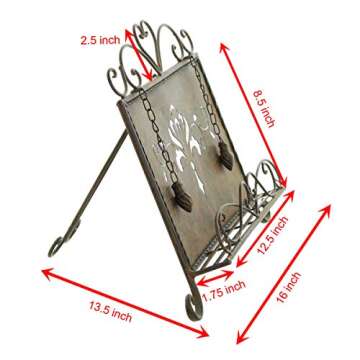 Westcharm Antique Metal Cookbook Stand for Kitchen