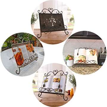Westcharm Antique Metal Cookbook Stand for Kitchen