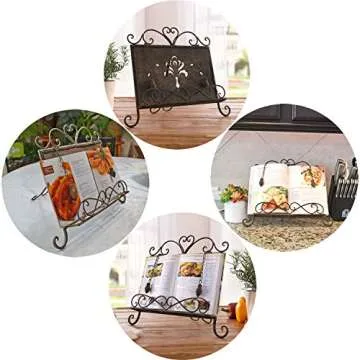Westcharm Antique Metal Cookbook Stand for Kitchen