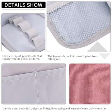 EASTHILL Big Capacity Pencil Case Canvas High Large Storage Pouch Marker Pen Case Simple Stationery Bag School College Office Organizer for Teens Girls Adults Student - Pink