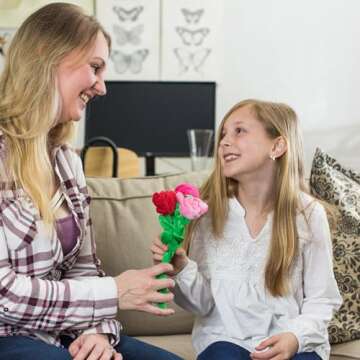 T play Rose Flower Plush Kids: Bendable Stem Stuffed Toy - Soft Felt Bendy Bouquet Set