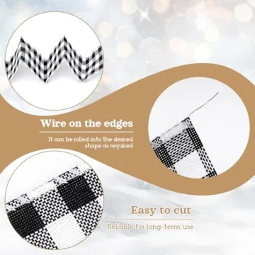 FirstKitchen 2.5" Buffalo Plaid Wired Ribbon