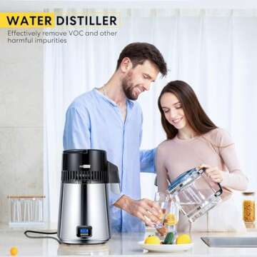 VIVOHOME Water Distiller Countertop 1.1 Gallon/4L 304 Stainless Steel Distilled Water Machine with S...