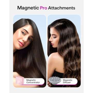 Hair Dryer, Wavytalk Turblow Pro Fast Drying Blow Dryer with Diffuser, High Speed Hair Dryer with 110,000 RPM, Pro Negative Ions for Reduces Damage, Frizz Smoothing, 3 Speeds & 3 Temps, Pink