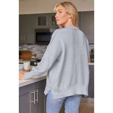 LILLUSORY Women's Oversized Batwing Sweaters 2024 Fall Outfits Crewneck Ribbed Knit Side Slit Trendy...