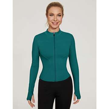 LUYAA Women's Running Jacket Slim Fit Lightweight Long Sleeve Full Zip Up Workout Yoga Tops Tight Fi...