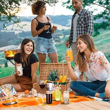 Stylish MOHARY Drinking Glasses Set with Bamboo Lids