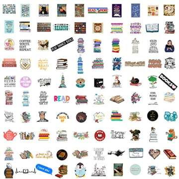 200PCS Bulk Book Stickers, Inspirational Reading Water Bottle Stickers for Kids Teens Students Teach...