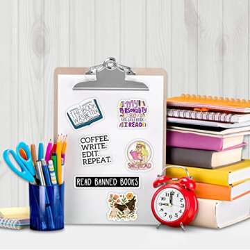 200PCS Bulk Book Stickers, Inspirational Reading Water Bottle Stickers for Kids Teens Students Teachers, Reading Lovers Book Accessories, Bookish Stickers, Vinyl Waterproof Decals
