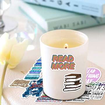 200PCS Bulk Book Stickers, Inspirational Reading Water Bottle Stickers for Kids Teens Students Teachers, Reading Lovers Book Accessories, Bookish Stickers, Vinyl Waterproof Decals