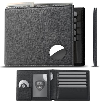 Typecase Mens Leather Wallet with AirTag Holder, Bifold RFID Blocking Wallet, 10 Card Capacity, Top ...