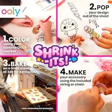 Ooly Shrink-Its 28 PC Art Kit for Kids - Easy DIY Charms
