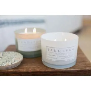 Sand + Fog Scented Candle - California Beach House – Additional Scents and Sizes – 100% Cotton Lead-Free Wick - Luxury Air Freshening Jar Candles - Perfect Home Decor – 12oz