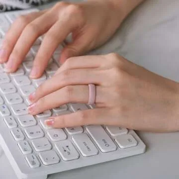 Egnaro Inner Arc Ergonomic Breathable Design, Silicone Rings for Women with half sizes, Women's Silicone Wedding Band，5.5mm Wide-2mm Thick