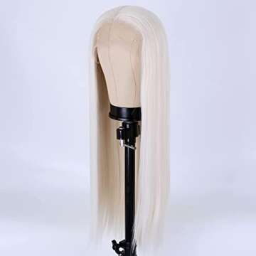Sirenswan #60 Wigs Long Platinum Blonde Lace Front Wigs White Synthetic Lace Front Wigs For Women 24...