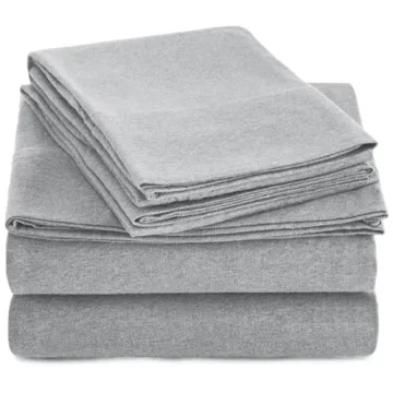 Soft Jersey Cotton Queen Bed Sheet Set - Amazon Basics
