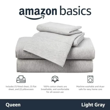 Soft Jersey Cotton Queen Bed Sheet Set - Amazon Basics