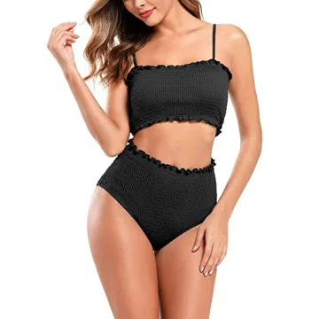 Shekini Shirred Bandeau High Waist Bikini for Women