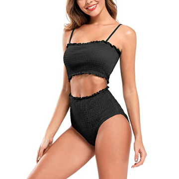 Shekini Shirred Bandeau High Waist Bikini for Women