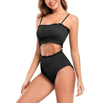 Shekini Shirred Bandeau High Waist Bikini for Women