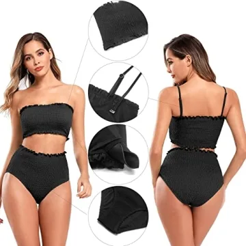 Shekini Shirred Bandeau High Waist Bikini for Women
