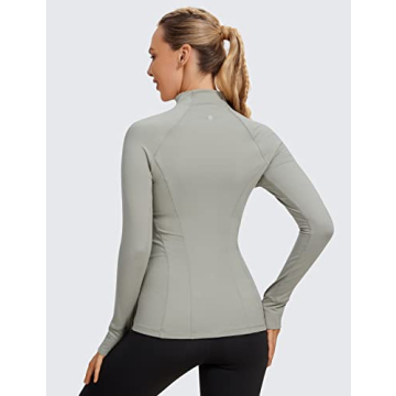 CRZ YOGA Women's Long Sleeve Quarter Zip Pullover Slim Fit Athletic Yoga Tops Workout Running Shirts with Thumbholes