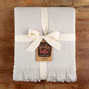 Muslin Throw Blanket for Couch, 100% Cotton, 60x50 in, Gray Muslin Cotton Blankets for Adults, Soft Lightweight and Breathable Throw, Boho, Farmhosue