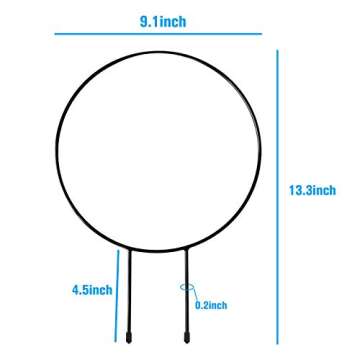 Legigo Black Metal Plant Trellis for Climbing Plants- Iron Trellis Plant Vine Stem Support Wire, Plants Climbing Holder Rack with 10 Plant Twist Tie for Potted Plants Flowers Indoor (4 Circle)