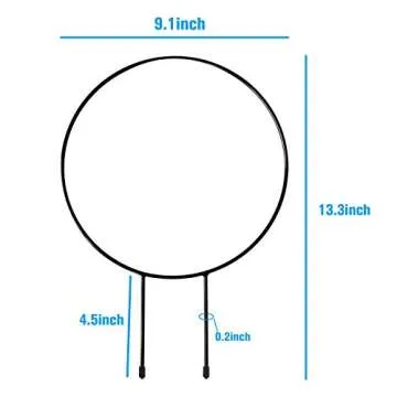 Legigo Black Metal Plant Trellis for Climbing Plants- Iron Trellis Plant Vine Stem Support Wire, Plants Climbing Holder Rack with 10 Plant Twist Tie for Potted Plants Flowers Indoor (4 Circle)