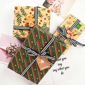 Luinabio 50 Yard Grosgrain Stripe Ribbon Plaid Ribbon Polyester Fabric for Halloween Christmas Weddi...