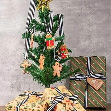 Luinabio 50 Yard Grosgrain Stripe Ribbon Plaid Ribbon Polyester Fabric for Halloween Christmas Wedding DIY Crafts Gifts Wrapping Bouquets Cake Decoration(5/8 Inch Wide,Black White Stripe)