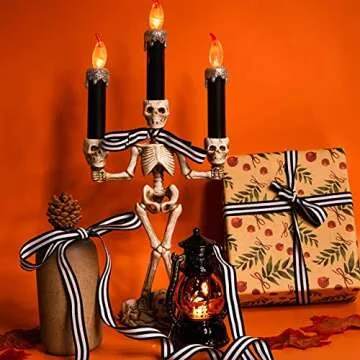 Luinabio 50 Yard Grosgrain Stripe Ribbon Plaid Ribbon Polyester Fabric for Halloween Christmas Wedding DIY Crafts Gifts Wrapping Bouquets Cake Decoration(5/8 Inch Wide,Black White Stripe)