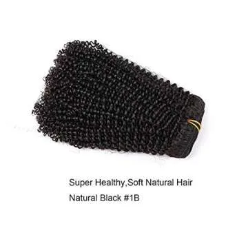 Anrosa Afro Kinky Coily Clip in Hair Extensions Thick Human Hair Extensions Natural Black Hair Color 1B Kinkys Curly Real Virgin Remy Hair 4A 4C Type for African American Black Women 14 Inch 120 Gram
