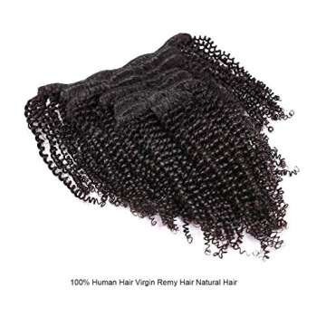 Anrosa Afro Kinky Coily Clip in Hair Extensions Thick Human Hair Extensions Natural Black Hair Color 1B Kinkys Curly Real Virgin Remy Hair 4A 4C Type for African American Black Women 14 Inch 120 Gram