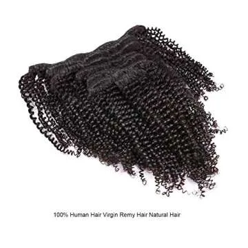 Anrosa Afro Kinky Coily Clip in Hair Extensions Thick Human Hair Extensions Natural Black Hair Color 1B Kinkys Curly Real Virgin Remy Hair 4A 4C Type for African American Black Women 14 Inch 120 Gram