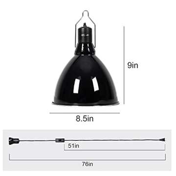 REPTI ZOO 8.5 inch Reptile Light Fixture 200W 2 in 1 E26 Base with Removable Ceramic Socket with On ...