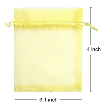 Stylish 50Pcs Lemon Yellow Sheer Organza Gift Bags
