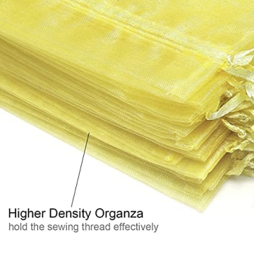 Stylish 50Pcs Lemon Yellow Sheer Organza Gift Bags
