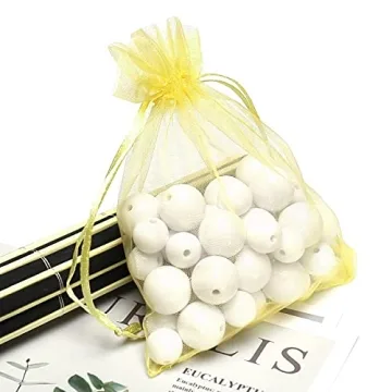 Stylish 50Pcs Lemon Yellow Sheer Organza Gift Bags
